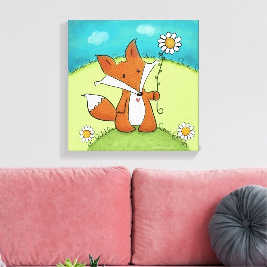 Woodland Fox Little Love voor jou Canvas Afdruk (Insitu (Woonkamer))