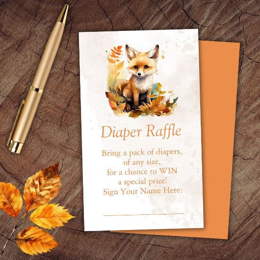 Woodland Fox Luier Raffle Ticket Informatiekaartje