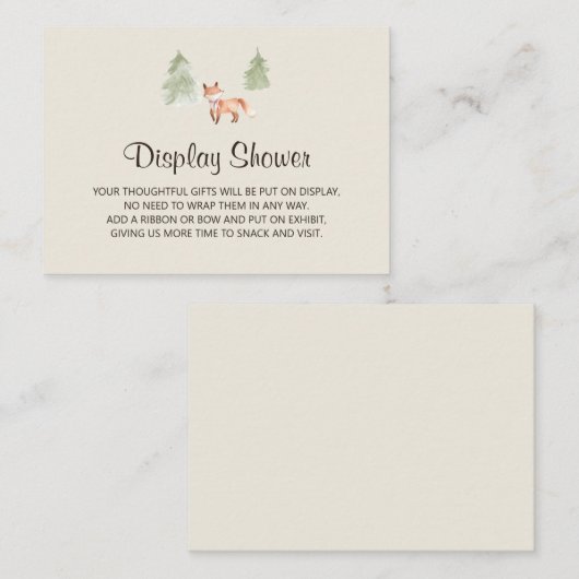 Woodland Fox Meisje Baby Display Douche Informatiekaartje (Voorkant / Achterkant)