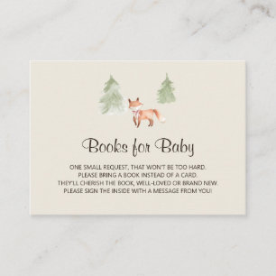 Woodland Fox Meisje Baby shower Boek Aanvraag Informatiekaartje
