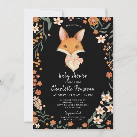 Woodland Fox Meisje Baby shower Kaart (Voorkant)
