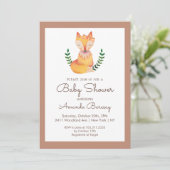 Woodland Fox Meisjes Baby shower Kaart (Staand voorkant)
