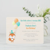 Woodland Fox met ballonnen Kaart (Staand voorkant)