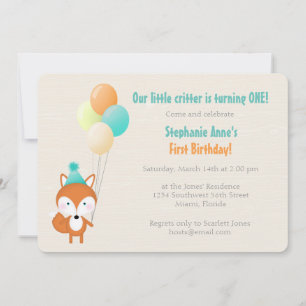 Woodland Fox met ballonnen Kaart