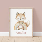 Woodland Fox met Boho Rainbow Nursery Poster