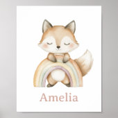 Woodland Fox met Boho Rainbow Nursery Poster (Voorkant)