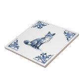 Woodland Fox met Delfts blauwe en witte hoeken Tegeltje (Zijkant)