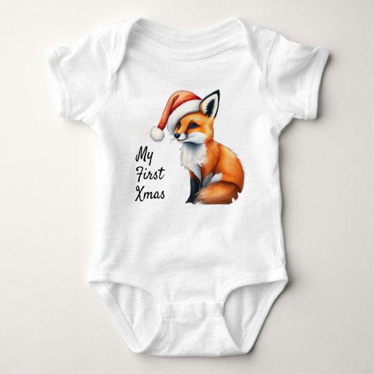 Woodland fox My First Xmas Baby One-piece Romper (Voorkant)