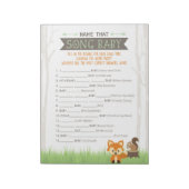 Woodland Fox Naam dat nummer Baby shower spel Notitieblok (Linkerzijde)