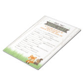 Woodland Fox Naam dat nummer Baby shower spel Notitieblok (Schuin)