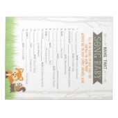 Woodland Fox Naam dat nummer Baby shower spel Notitieblok (Voorkant)