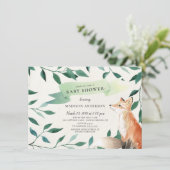 Woodland Fox Neutraal Baby shower Kaart (Staand voorkant)