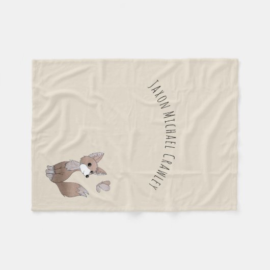 Woodland Fox Neutral Baby Blanket Fleece Deken (Voorkant (Horizontaal))