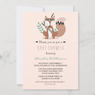 Woodland Fox Neutral Baby shower Invitation Kaart