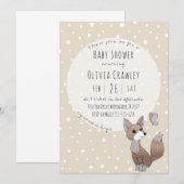 Woodland Fox Neutral Baby shower Invitation Kaart (Voorkant / Achterkant)