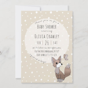 Woodland Fox Neutral Baby shower Invitation Kaart