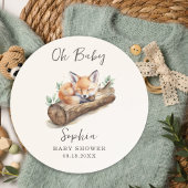 Woodland Fox Neutral Oh Baby Shower Invitation Kaart