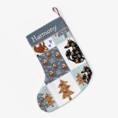 Woodland Fox Nordic Quilted Pattern Girls Kleine Kerstsok (Achterkant (Hangend))