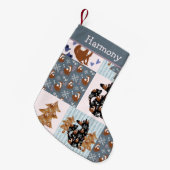 Woodland Fox Nordic Quilted Pattern Girls Kleine Kerstsok (Voorkant (Hangend))
