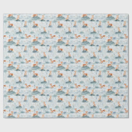 Woodland Fox Nursery Design,Baby Jongen Bosdier Cadeaupapier