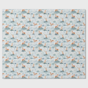 Woodland Fox Nursery Design,Baby Jongen Bosdier Cadeaupapier