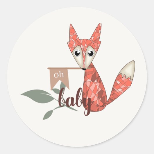 Woodland Fox 'Oh Baby' Celebration Sticker (Voorkant)