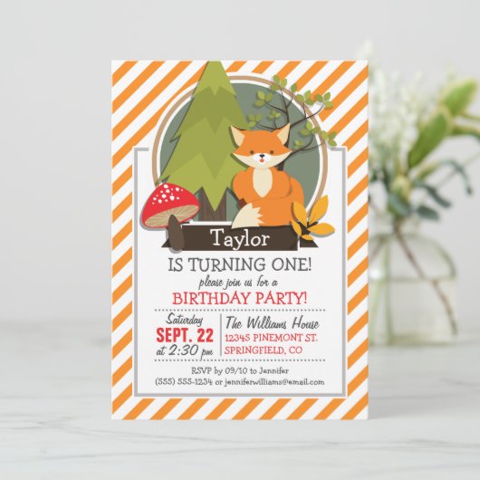 Woodland Fox; Oranje en witte strepen Kaart (Staand voorkant)