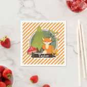 Woodland Fox; Oranje en witte strepen Servet (Insitu)
