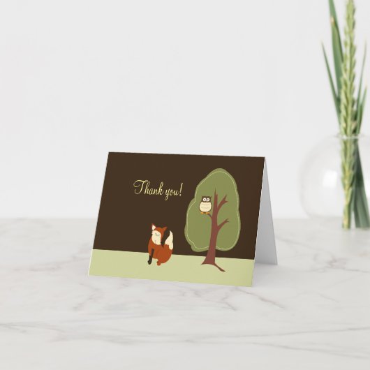 Woodland Fox & Owl Folded Bedankt notities (Voorkant)