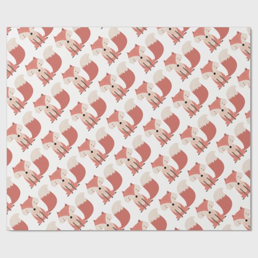 Woodland Fox Pattern Cadeaupapier (Vlak)