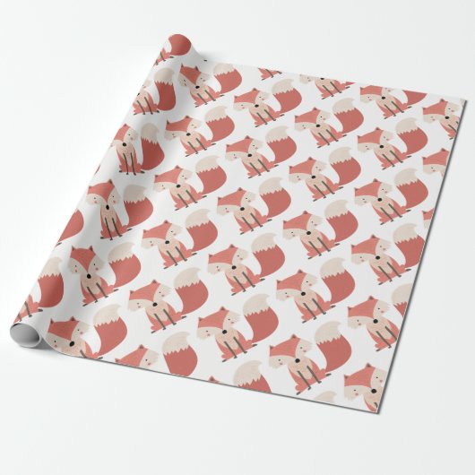 Woodland Fox Pattern Cadeaupapier (Uitgerold)