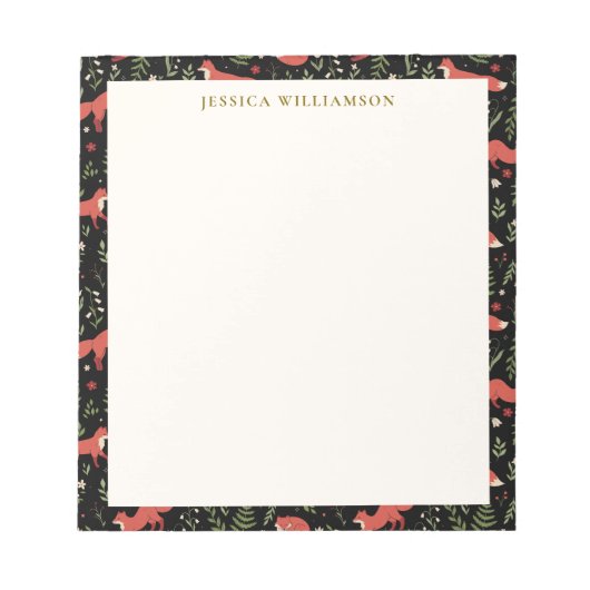 Woodland Fox Personalized Name Notitieblok (Voorkant)