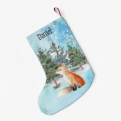 Woodland Fox Persoonlijke Kerstmis Kleine Kerstsok (Achterkant (Hangend))
