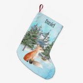Woodland Fox Persoonlijke Kerstmis Kleine Kerstsok (Voorkant (Hangend))