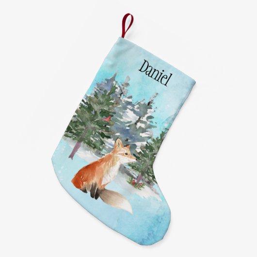 Woodland Fox Persoonlijke Kerstmis Kleine Kerstsok (Voorkant (Hangend))