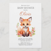 Woodland Fox Pink Peach Girl Baby Shower Kaart (Voorkant)