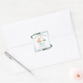 Woodland Fox Pompoen Herfst Baby shower Bookplate Vierkante Sticker (Envelop)