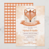 Woodland Fox Pumpkin Baby shower Invitation Invite Kaart (Voorkant / Achterkant)