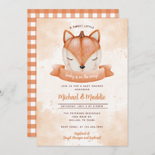 Woodland Fox Pumpkin Baby shower Invitation Invite Kaart