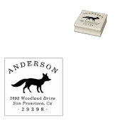 Woodland Fox Round Familienaam Return Address Rubberstempel (Gestempeld)