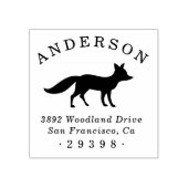 Woodland Fox Round Familienaam Return Address Rubberstempel (Afrduk)