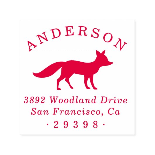 Woodland Fox Round Familienaam Return Address Zelfinktende Stempel (Design)
