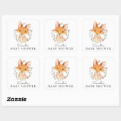 Woodland Fox Roze Baby shower voor Meisje Vierkante Sticker (Vel)