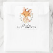 Woodland Fox Roze Baby shower voor Meisje Vierkante Sticker (Tas)