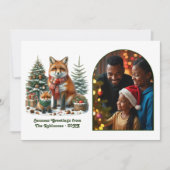 Woodland Fox Rustic Forest Christmas Photo Feestdagenkaart (Voorkant)