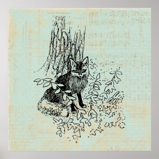 Woodland Fox Rustic Fox Art Poster (Voorkant)