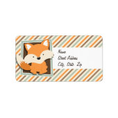 Woodland Fox; Sage Green, Oranje, bruine strepen Etiket (Voorkant)