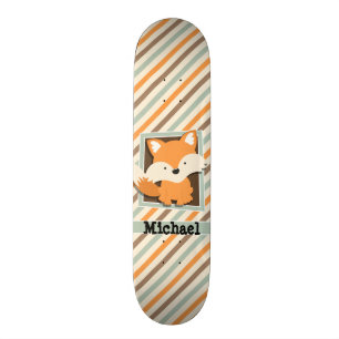 Woodland Fox Sage Green, Oranje, bruine strepen Persoonlijk Skateboard