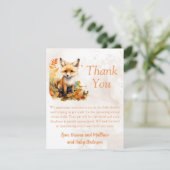 Woodland Fox Schattige Baby shower bedankje Kaart (Staand voorkant)