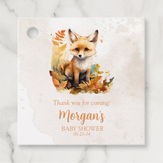Woodland Fox Schattige Baby shower Bedankjes Labels (Voorkant)